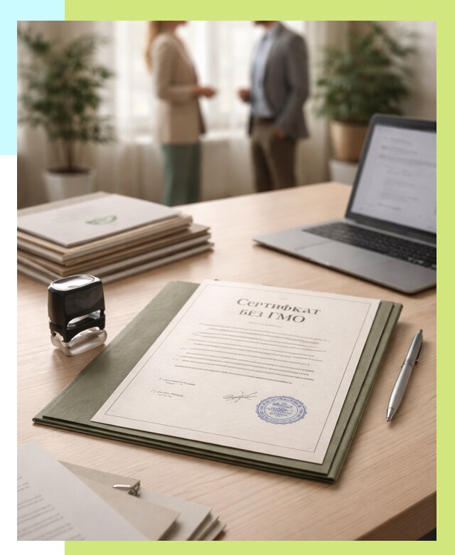 Сертификат без ГМО в Ялуторовске от 7747 р. оформить срочно Алешин-Лтр